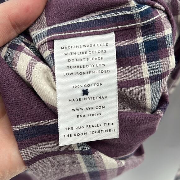 AYR Men's The Captain Shirt in Madras - Purple Rain - Large - NWT - Picture 4 of 7